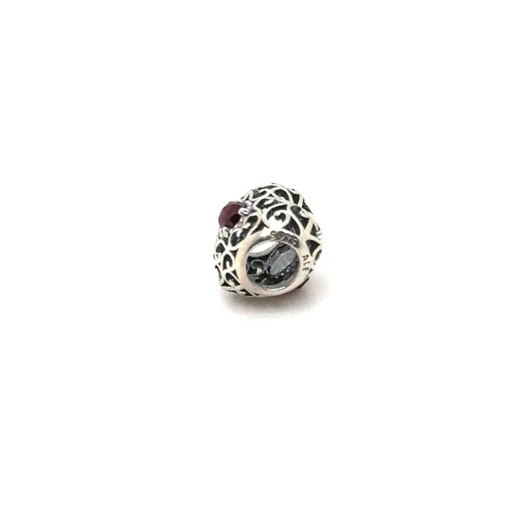 Pandora Cerise Heart Filigree Charm Sterling Silver Pink Ruby 791282CPK